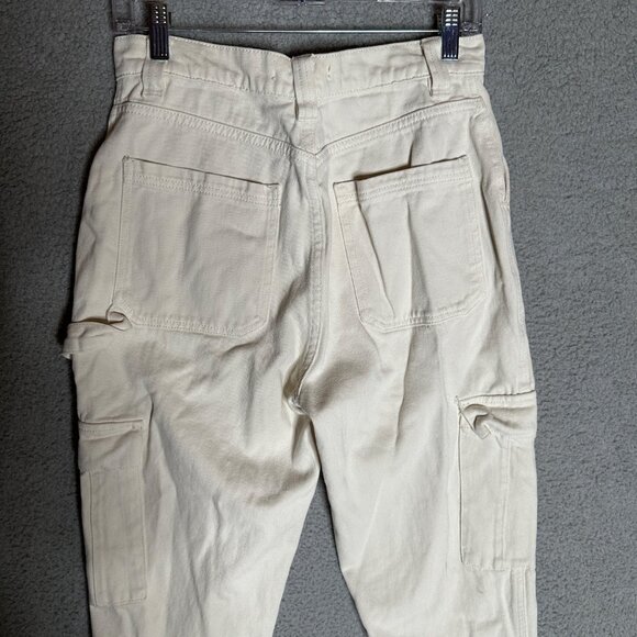 PacSun‎ Off White Carpenter Painter Cargo Pants Jeans Dad Size 28 Tapered Cotton - Picture 9 of 16